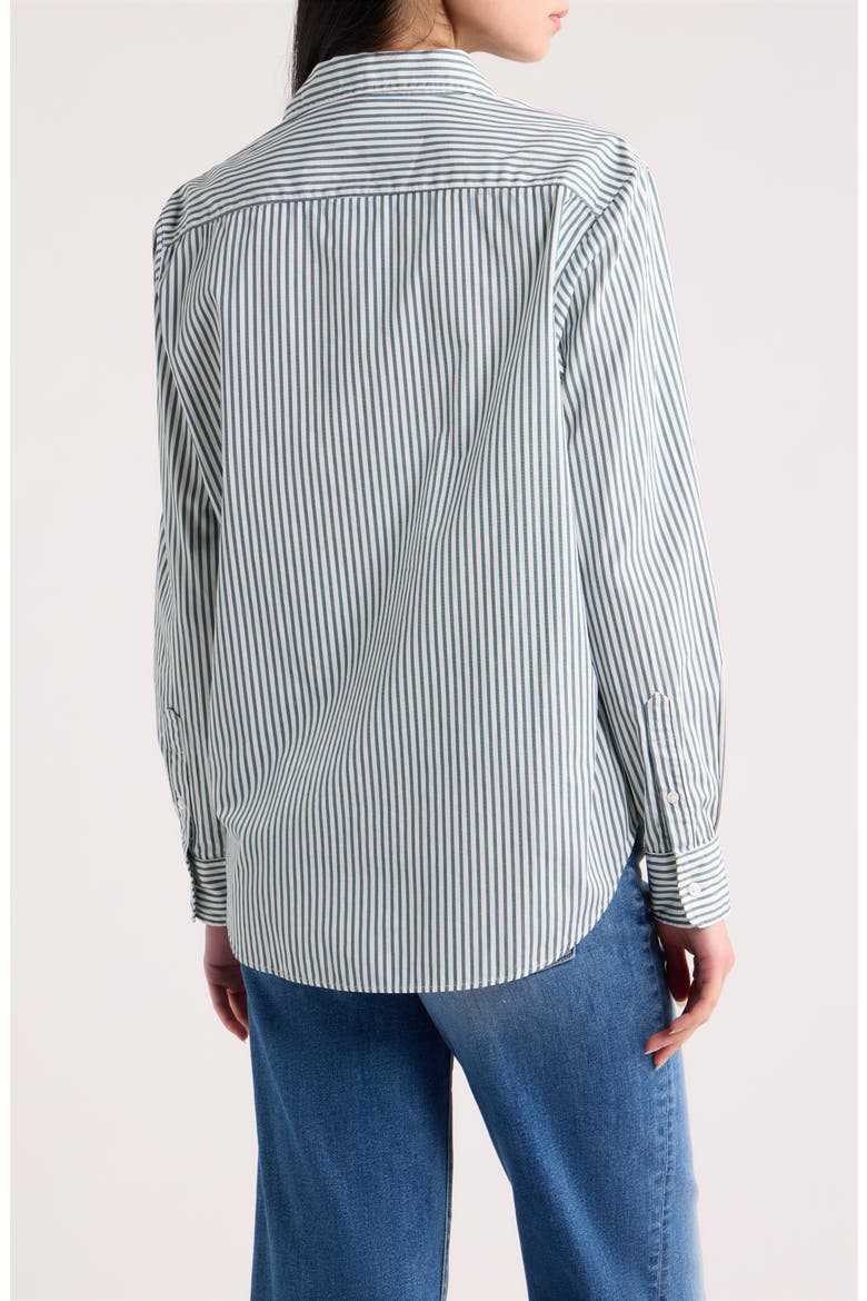 Eileen Relaxed Button-Up Flannel Shirt, Alternate, color, MULTI GREEN STRIPE