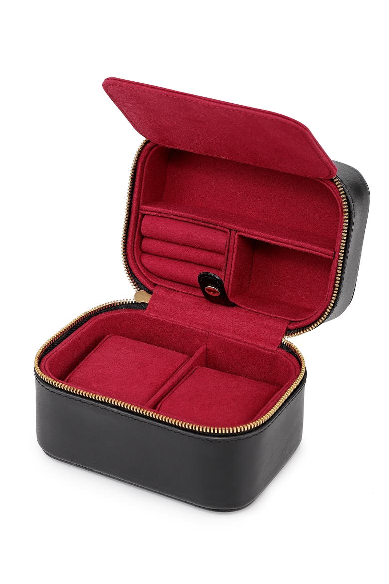 Jewelry And Watch Genuine Leather Travel Box, Alternate, color, Black