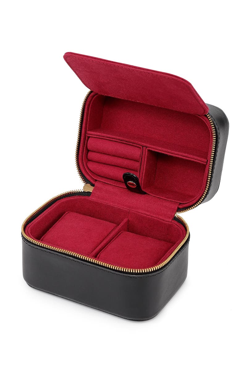 OLD TREND Jewelry And Watch Genuine Leather Travel Box, Alternate, color, Black