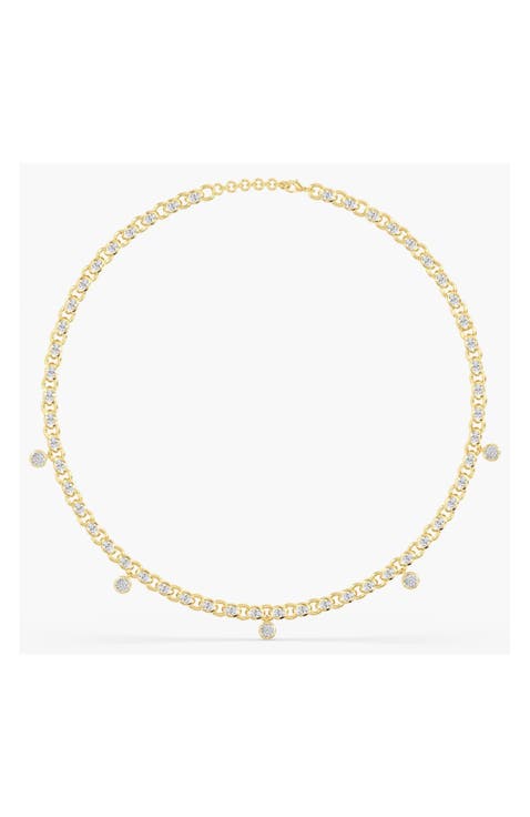 Marquise Bezel Chain Lab Diamond Necklace in 14K