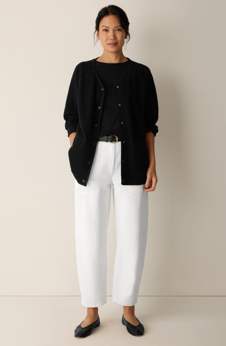 Eileen Fisher Bouclé Snap Front Jacket, Alternate, color, Black