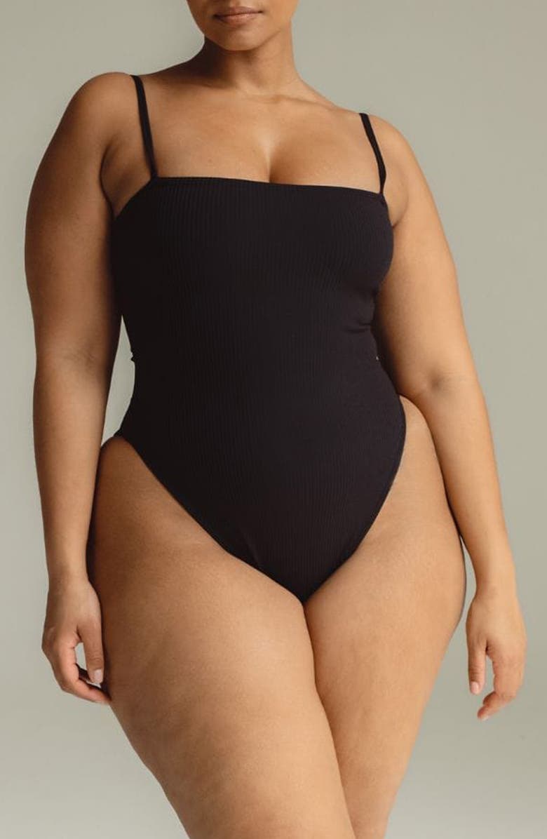 MONTCE Jacelyn Rib One-Piece Swimsuit, Alternate, color, Black Rib