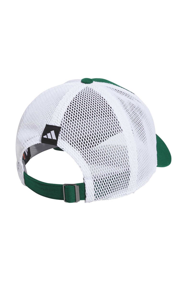 Men's adidas Green Miami Hurricanes Mascot Slouch Trucker Adjustable Hat, Alternate, color, Green