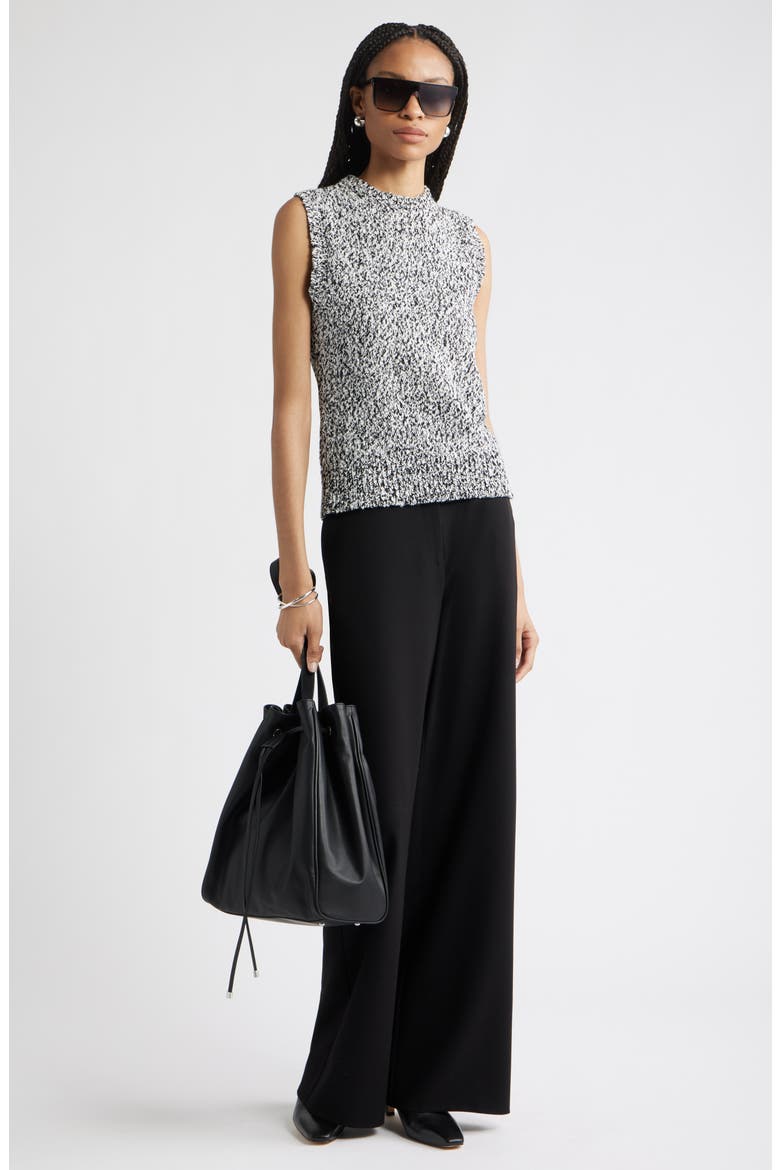 Marled Crewneck Sweater Vest, Alternate, color, BLACK-IVORY MARL