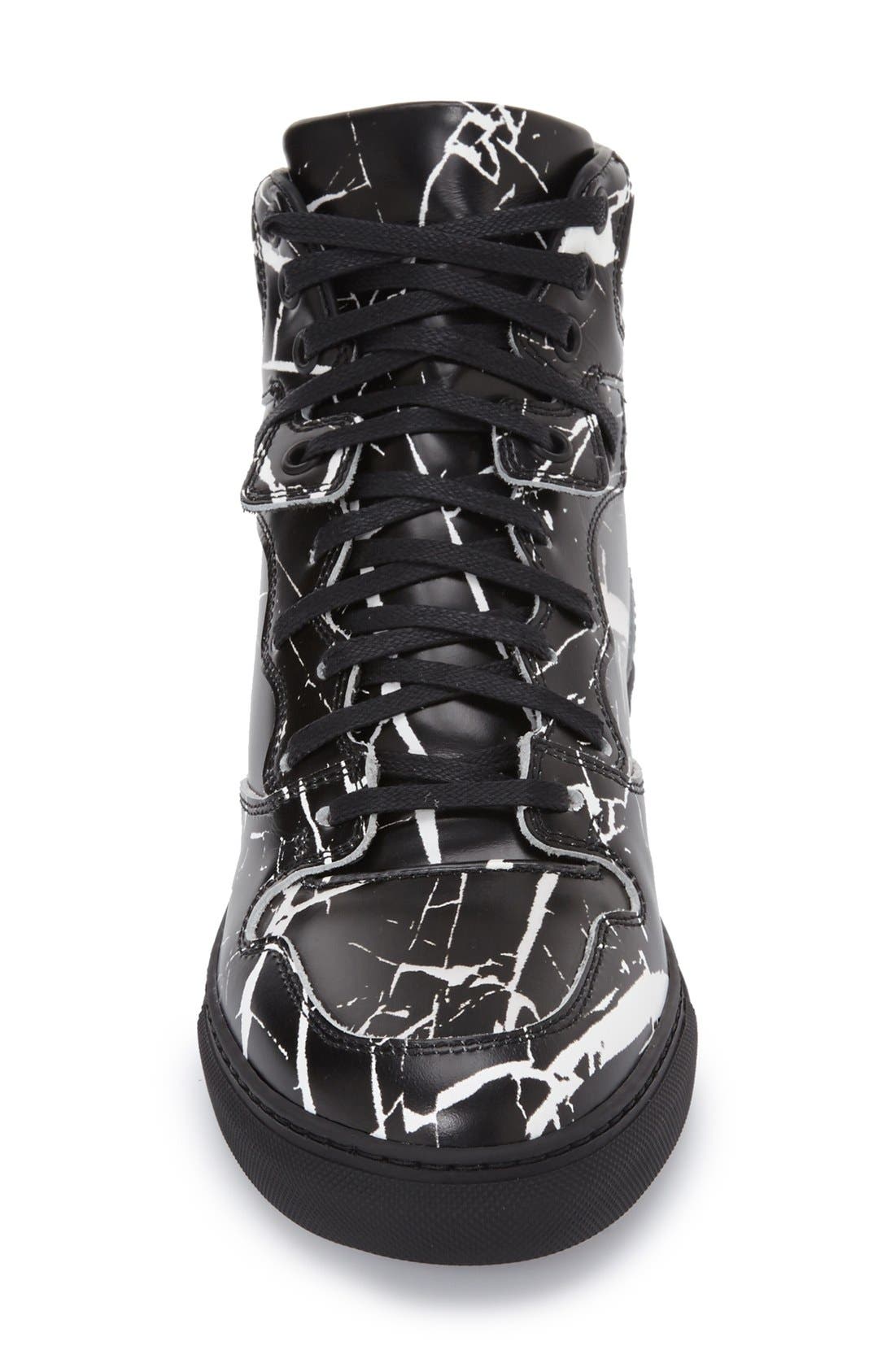 'Trainer' High Top Sneaker, Alternate, color, BLACK CALFSKIN