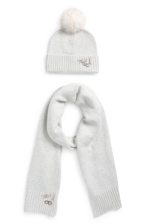 Shimmer Pompom Beanie & Scarf Set