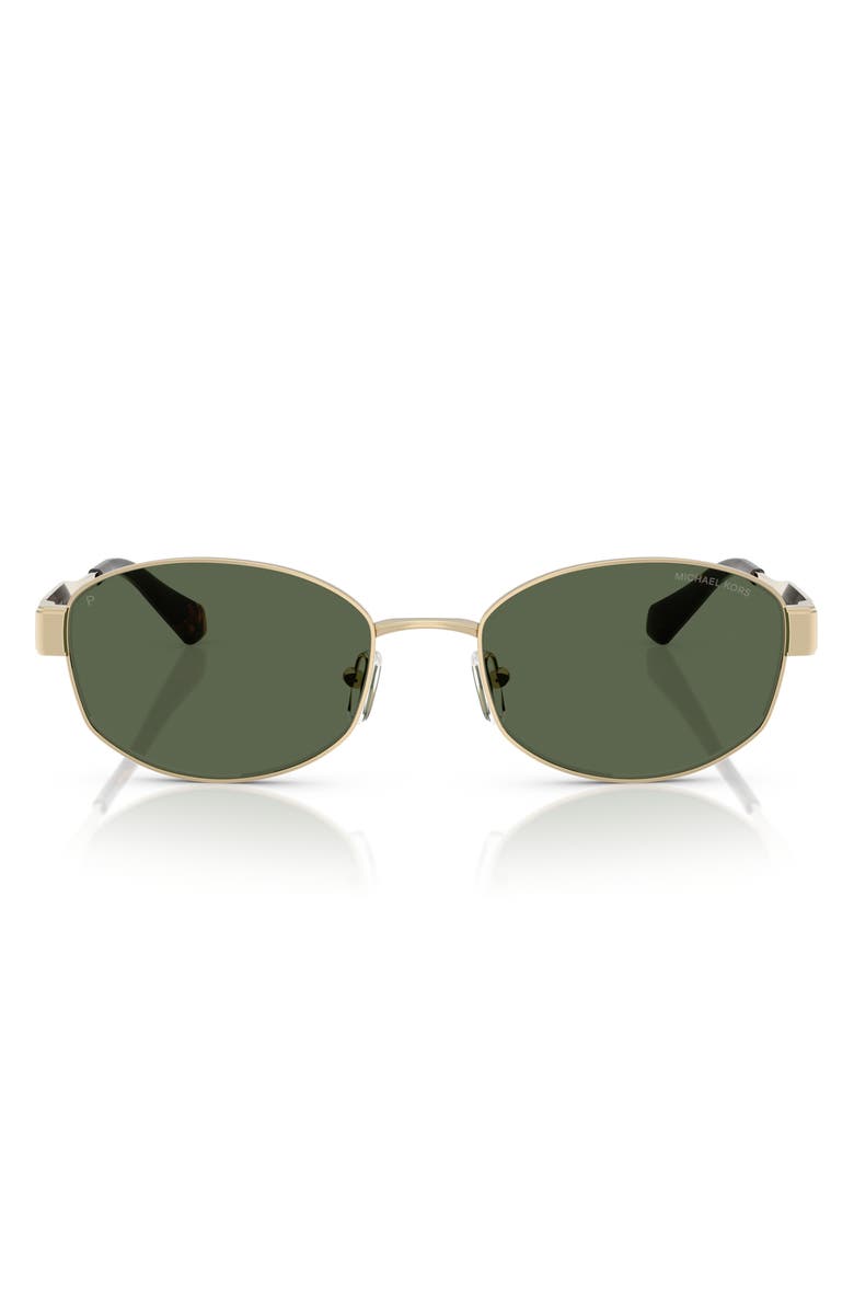 Michael Kors Monte Carlo 56mm Polarized Oval Sunglasses, Main, color, Light Gold / Green Mono Polar