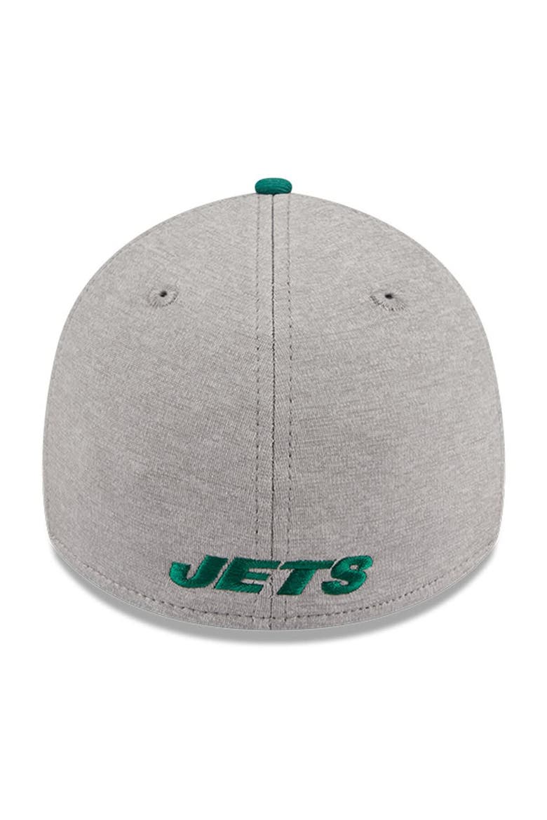 Men's New Era Heather Gray/Green New York Jets Striped 39THIRTY Flex Hat, Alternate, color, Heather Gray