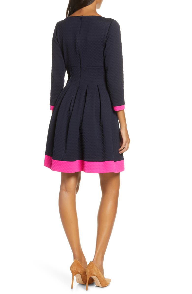 Eliza J Dot Textured Fit & Flare Dress, Alternate, color, 