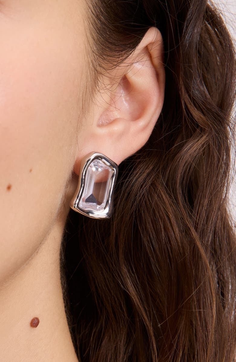 Kate Spade New York molten glass statement stud earrings, Alternate, color, Clear/ Silver.