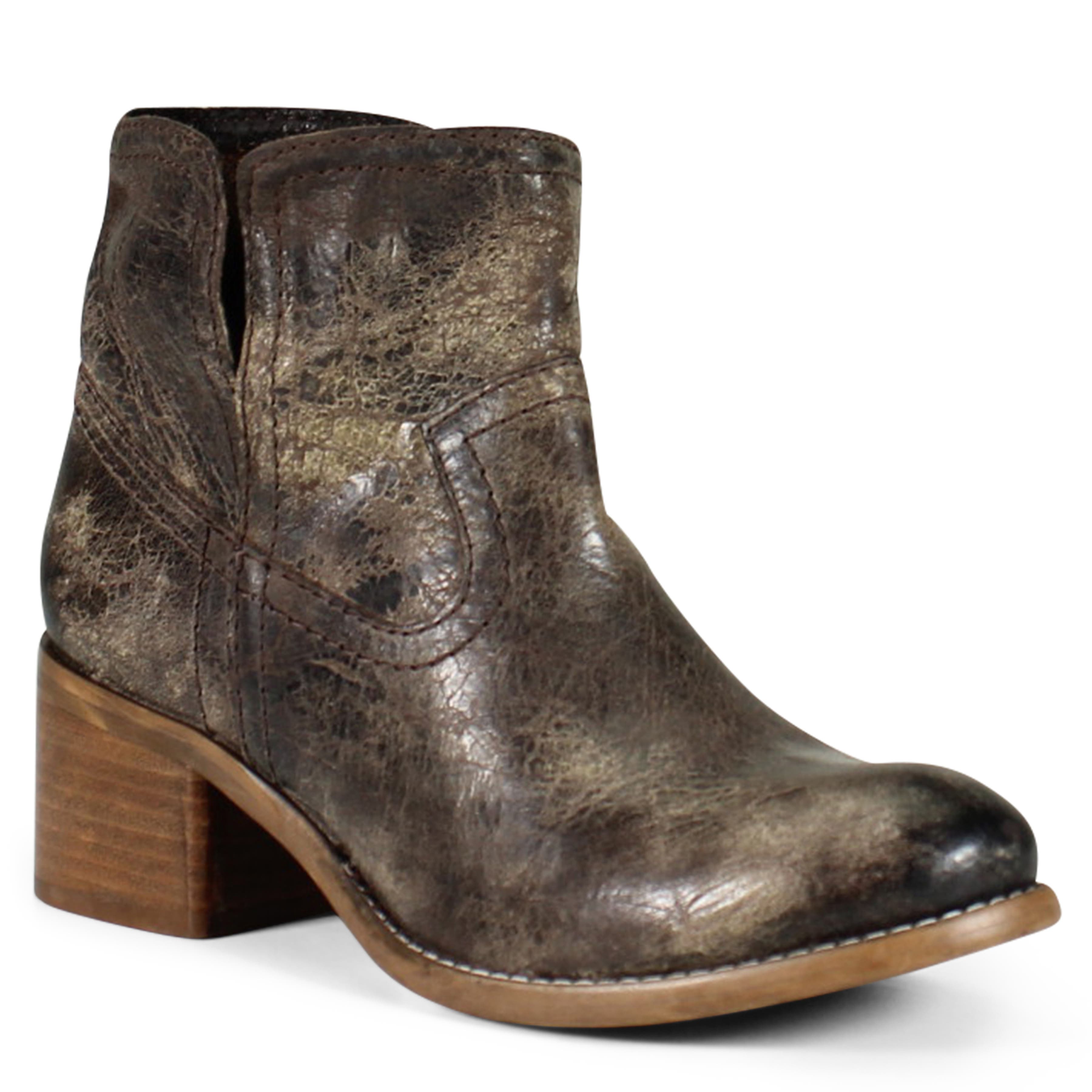 Diba True WALNUT GROVE Distressed Leather Pull-On Western Bootie, Main, color, Charcoal