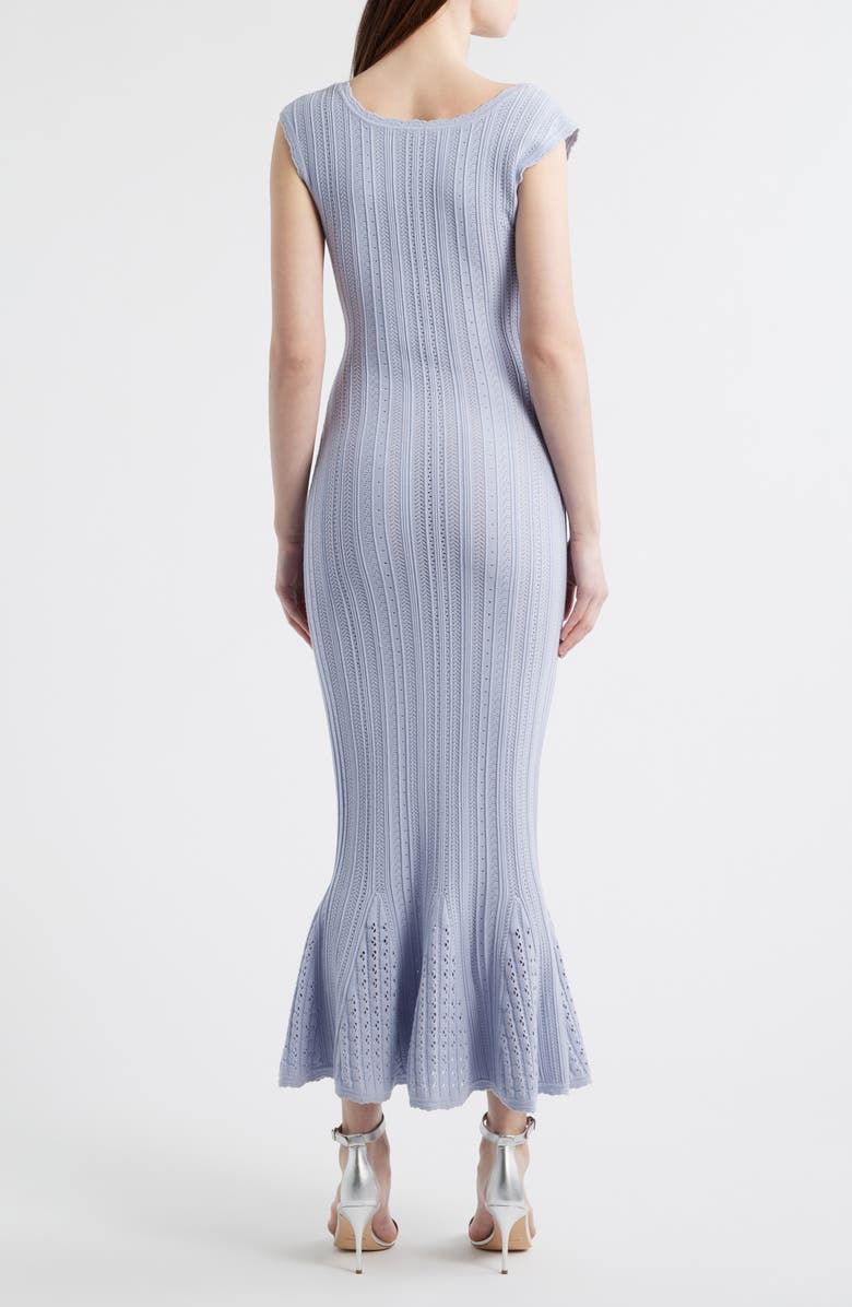 LoveShackFancy Tayleen Pointelle Knit Midi Dress, Alternate, color, Moon Wash