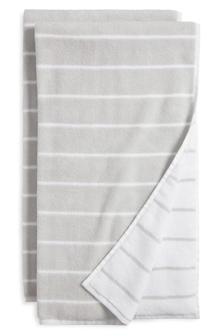 Hydrocotton Stripe Set of 2 Bath Towels, Main, color, GREY VAPOR MULTI