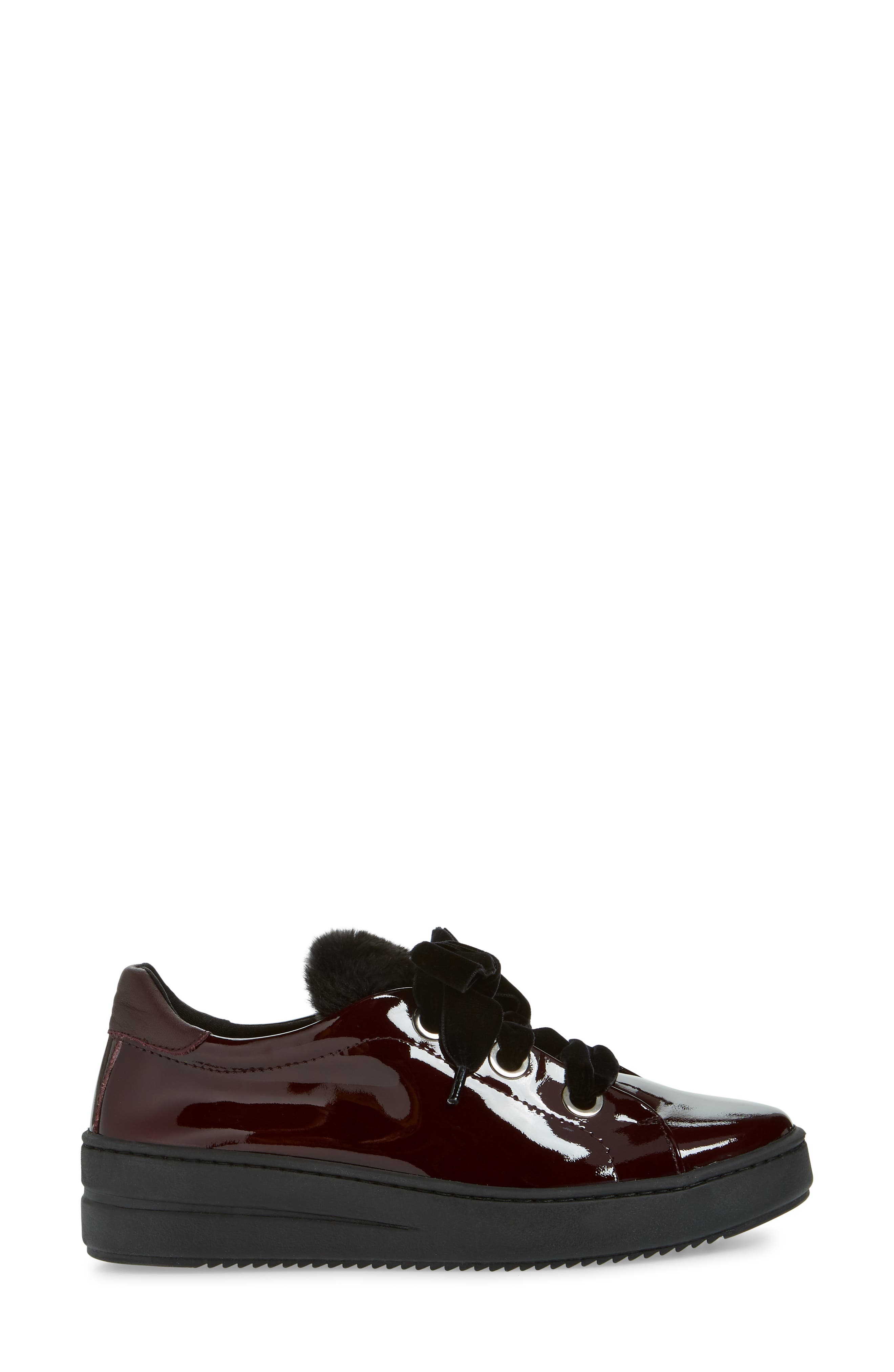 Groove Faux-Shearling Trim Sneaker, Alternate, color, RED LEATHER