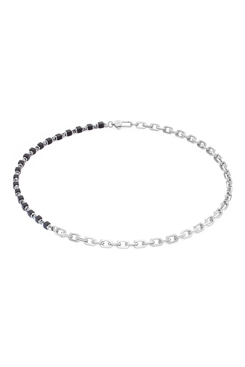 Necklace Cubes Fusion Link Chain Black, Main, color, Silver