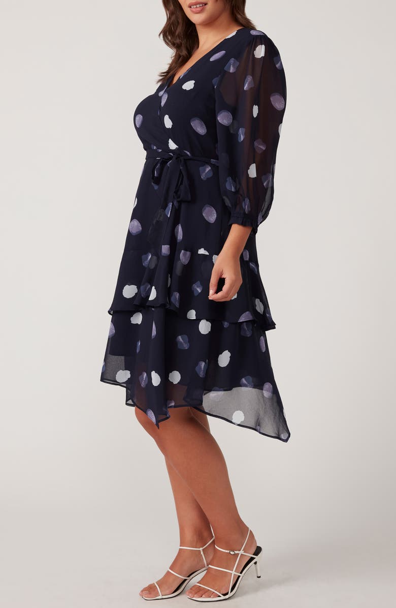 Estelle Begin Again Long Sleeve Faux Wrap Dress, Alternate, color, Navy/ Milk