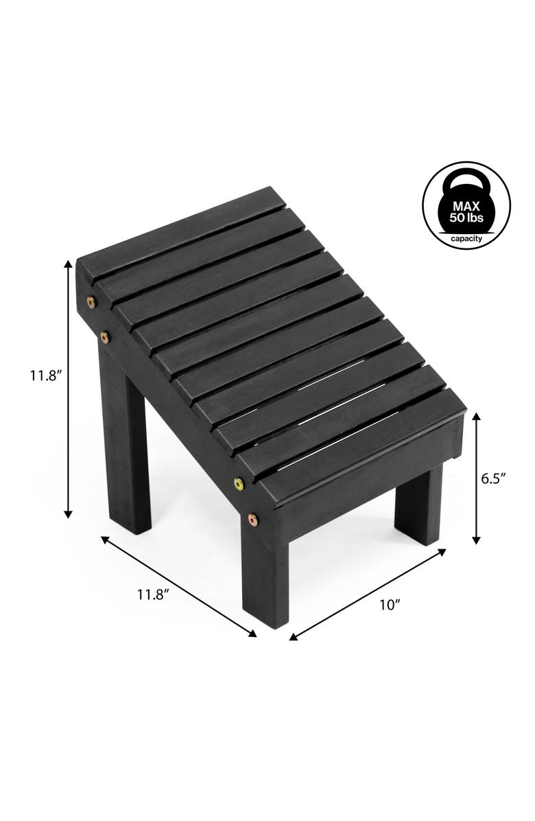 JONATHAN Y Saru 11.8" Traditional Classic Solid Acacia Wood Shower Shaving Foot Stool, Alternate, color, Black