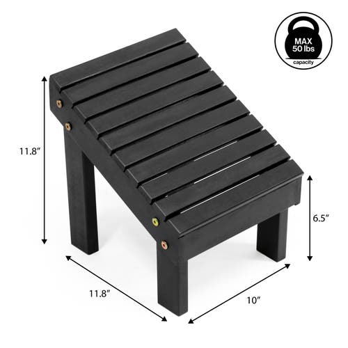Jonathan Y Saru 11.8" Traditional Classic Solid Acacia Wood Shower Shaving Foot Stool In Black