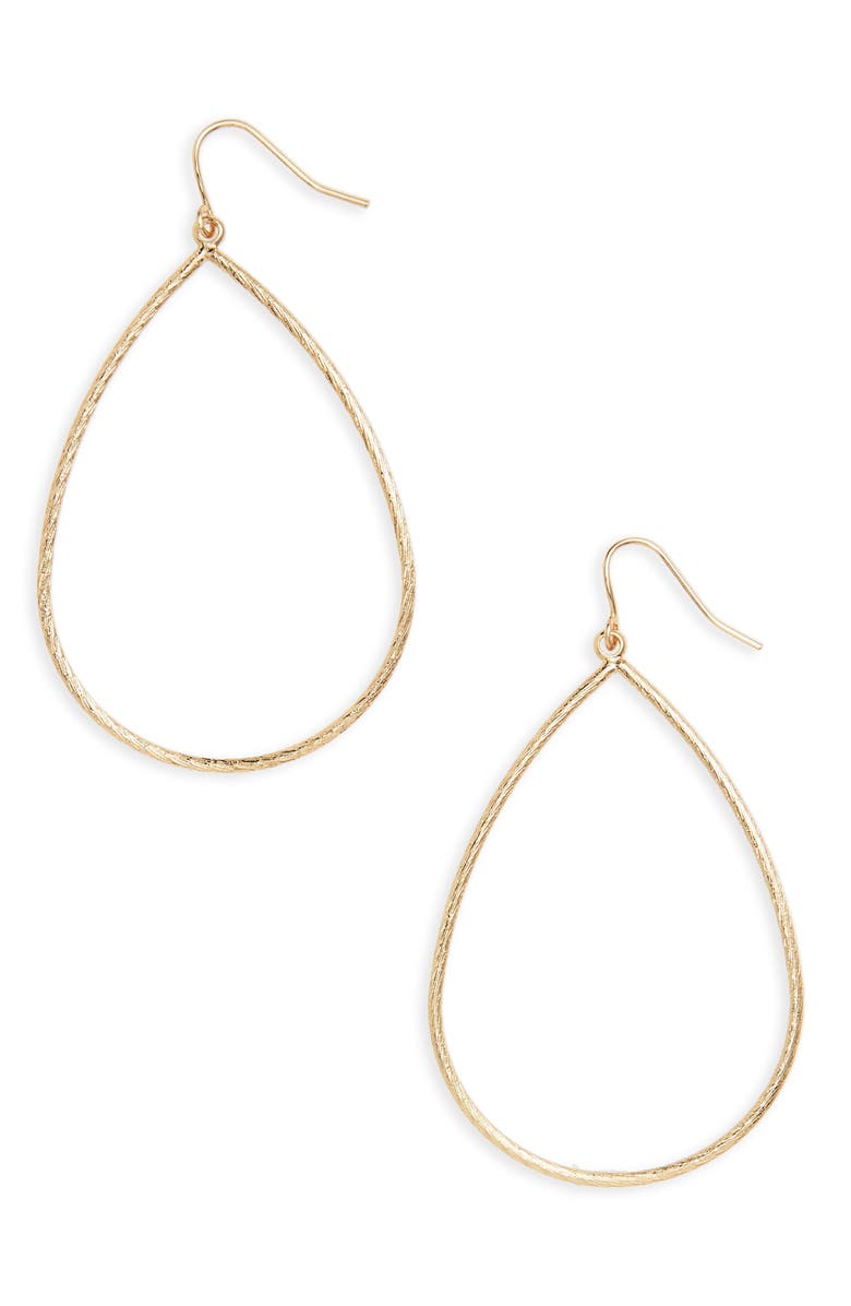 Nordstrom Large Textured Teardrop Earrings, Main, color, Gold