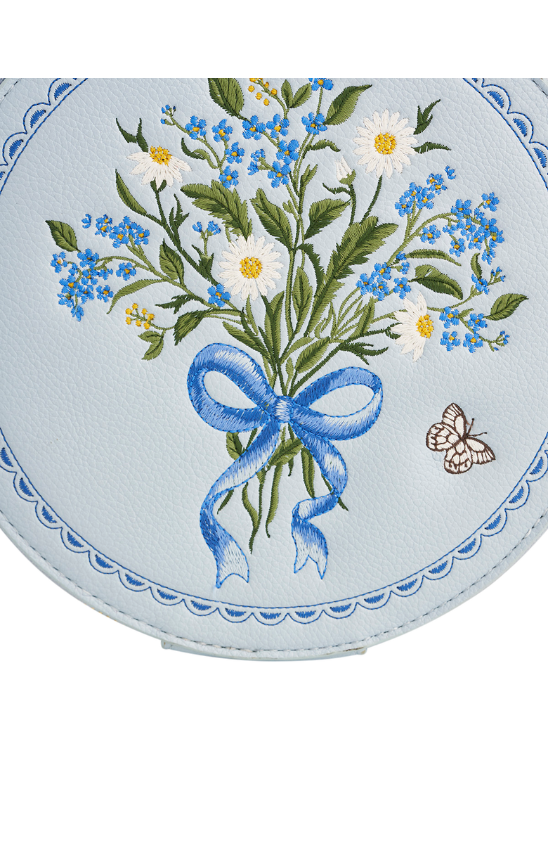Fable England Isabel Floral Bow Embroidered Circle Purse, Alternate, color, Light/Pastel Blue