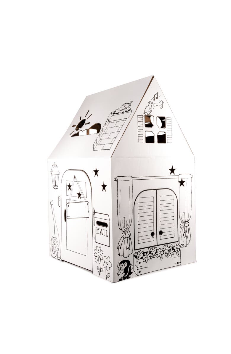 Easy Playhouse Kid's Art & Craft Blank Cardboard Clubhouse, Alternate, color, Multicolored