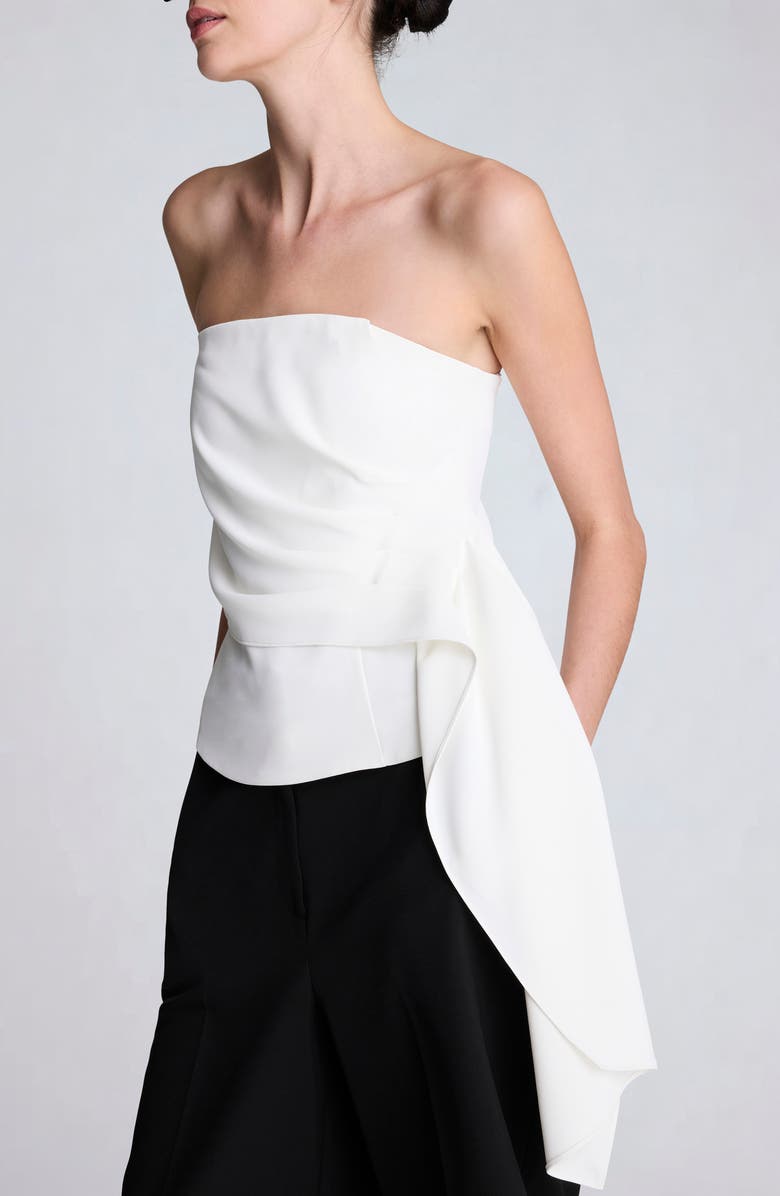 Kenneth Cole Pleated Strapless Top, Alternate, color, Oyster