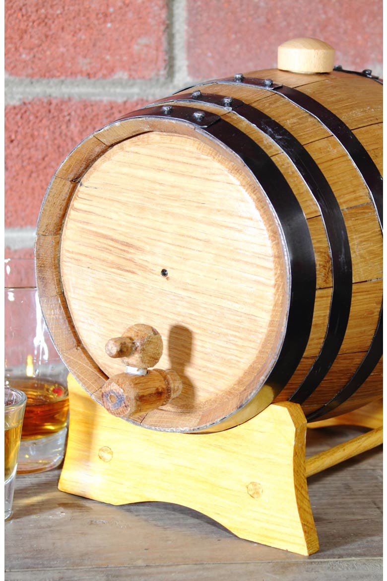 Monogram Oak Whiskey Barrel, Small, Alternate, color, BROWN