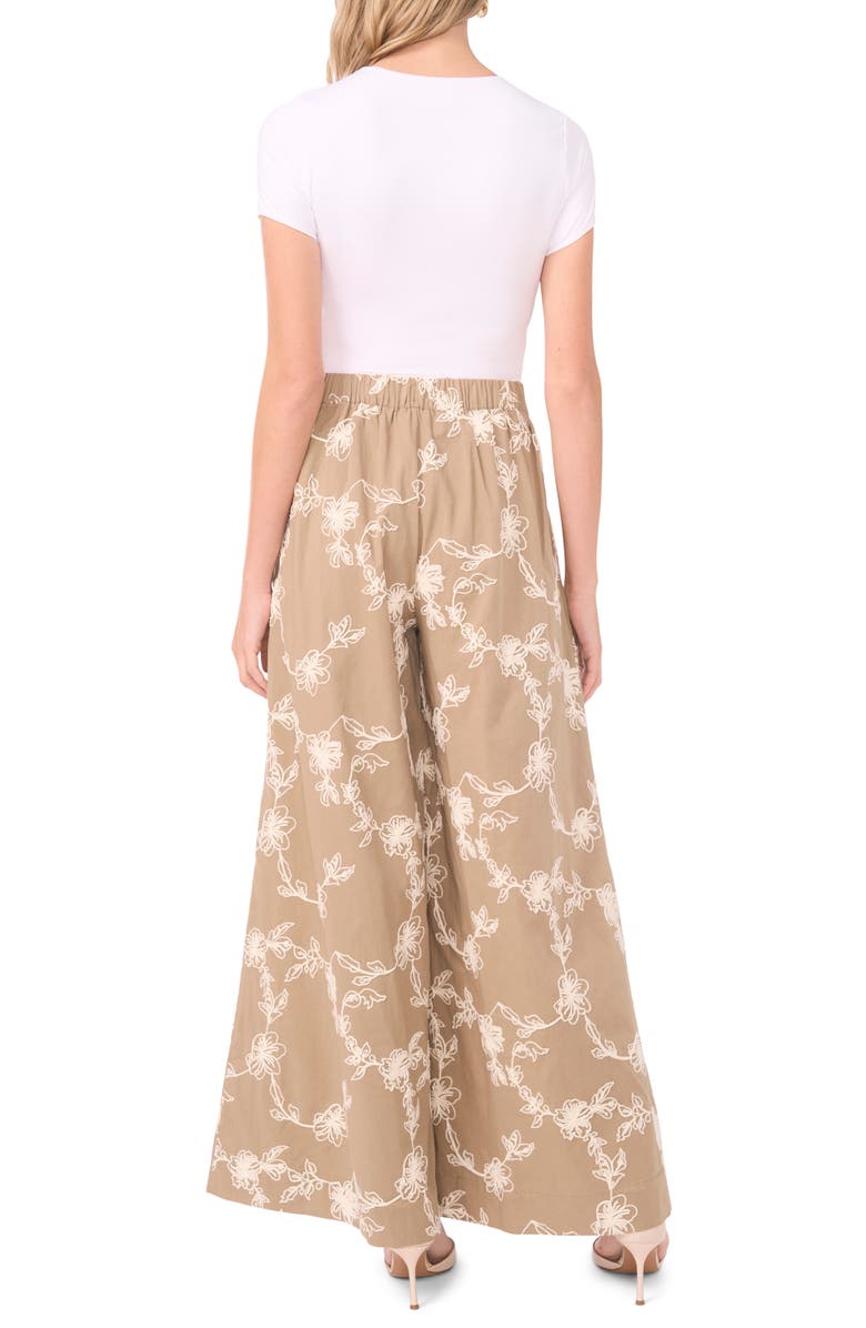 1.STATE Floral Elastic Waist Wide Leg Pants, Alternate, color, Peppercorn