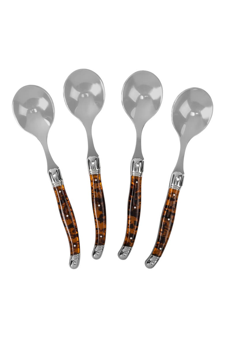 Set of 4 Soup Spoons, Main, color, TORTOISE SHELL