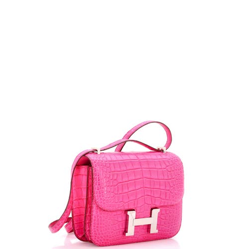 Pre-owned Hermes Hermes Constance Bag Matte Alligator 18 In Pink