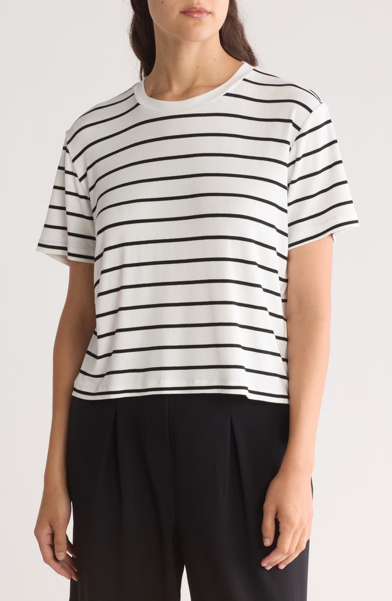 1.STATE Rib Jersey Boxy Crop T-Shirt, Main, color, Black/White Stripe