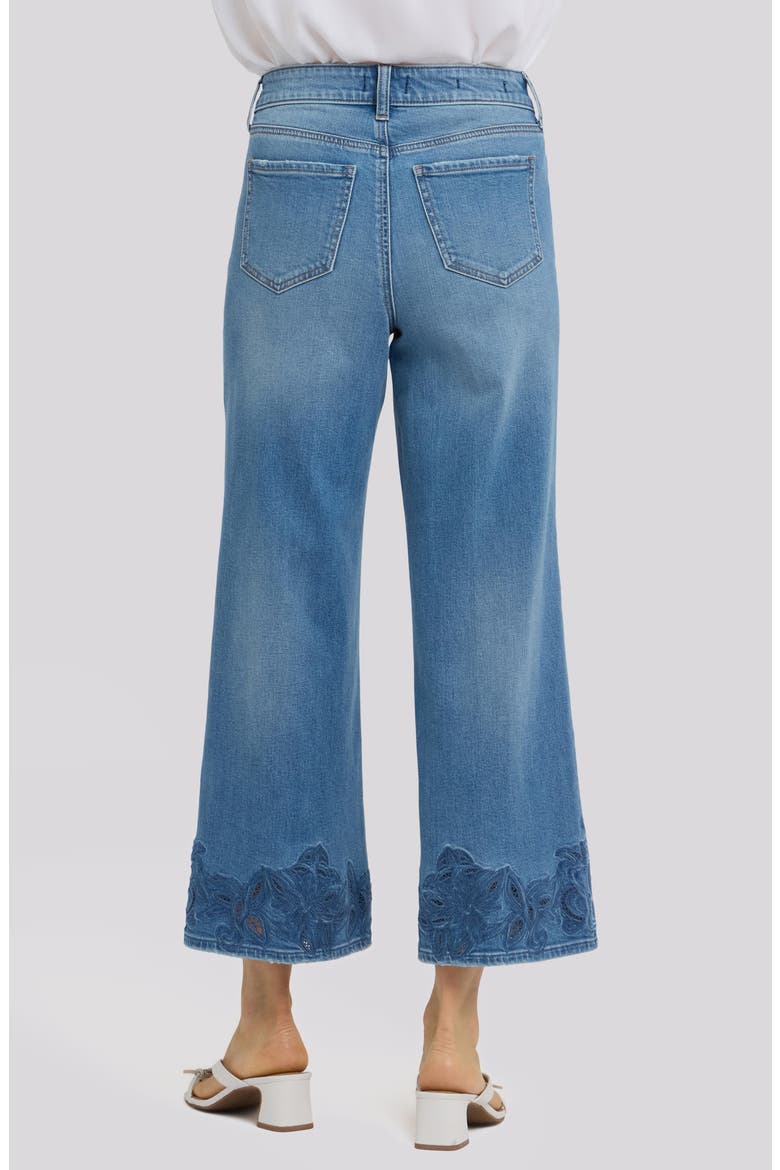 Teresa Floral Hem High Waist Ankle Wide Leg Jeans, Alternate, color, PORT SEA