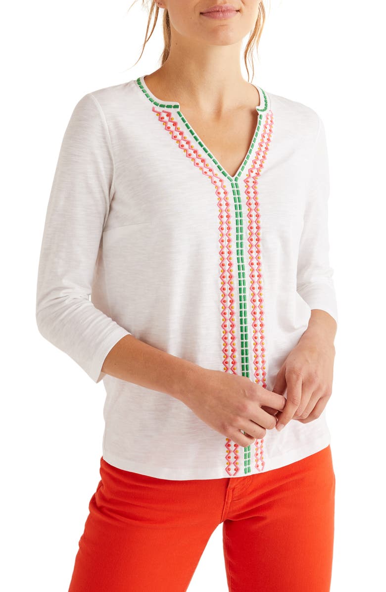 Boden Peggy Embroidered Jersey Top, Main, color, 