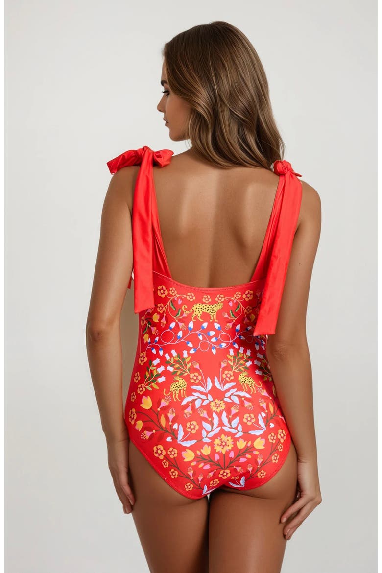 Red Blossom Reversible One-Piece Swimsuit, Alternate, color, Red