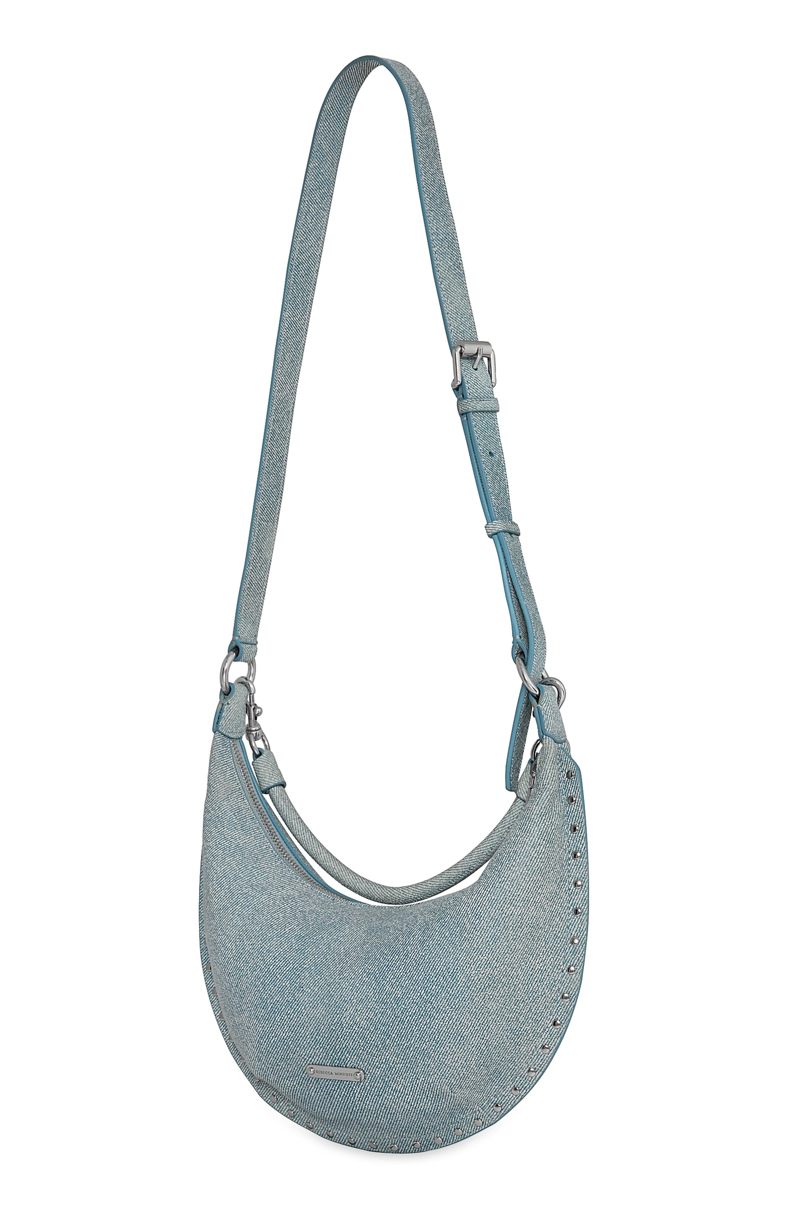 Small Darren Crescent Leather Crossbody Bag, Alternate, color, DENIM