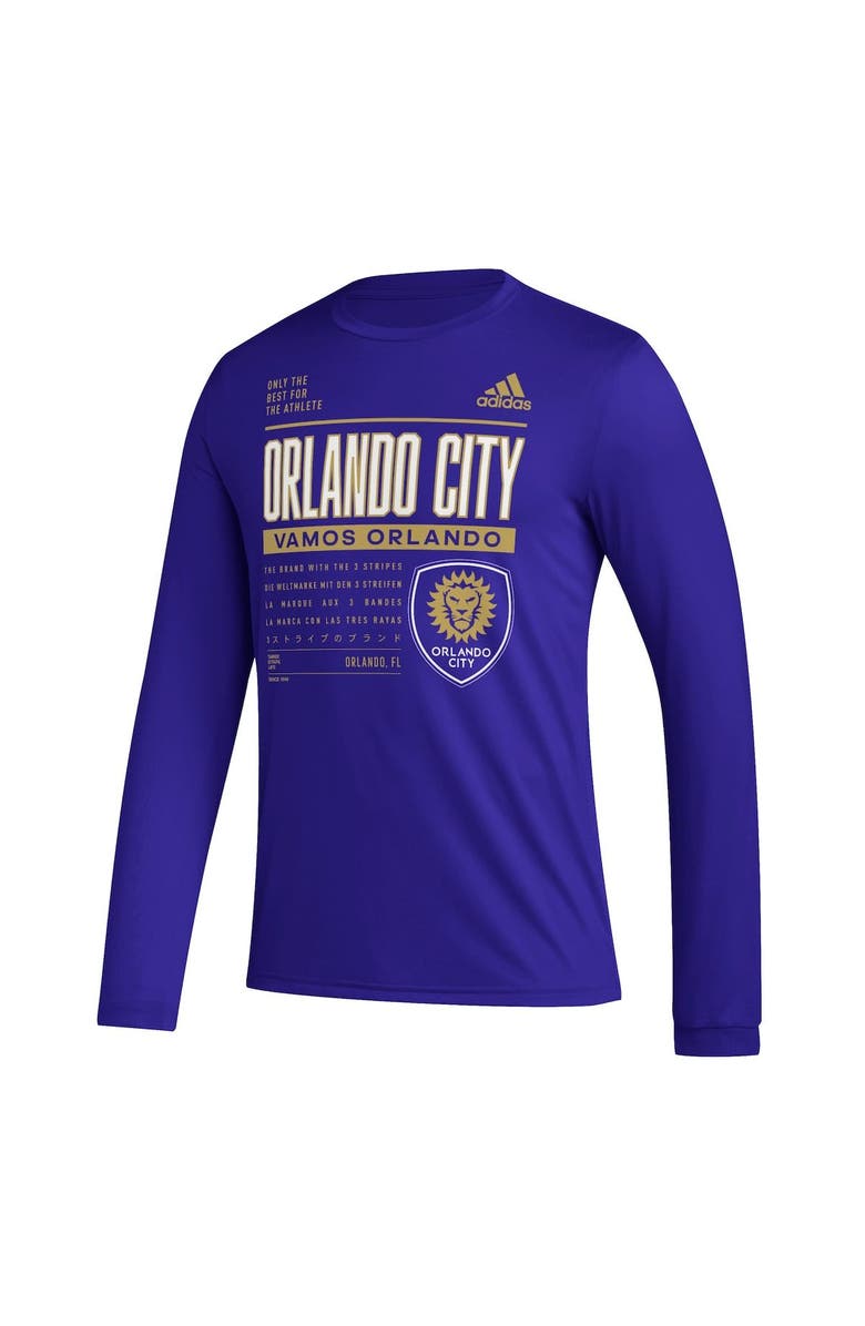 adidas Men's adidas Purple Orlando City SC Club DNA Long Sleeve AEROREADY T-Shirt, Alternate, color,