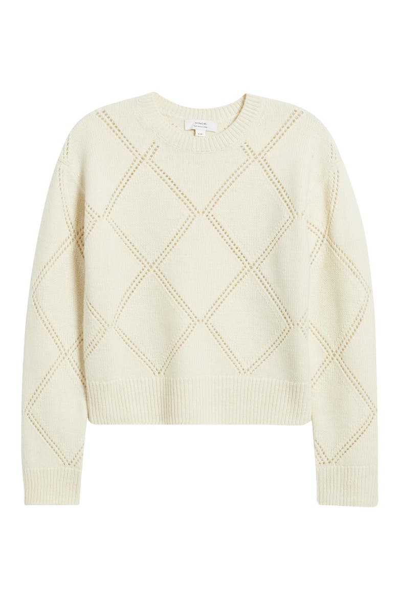 Texture Argyle Wool Sweater, Alternate, color, CREAM