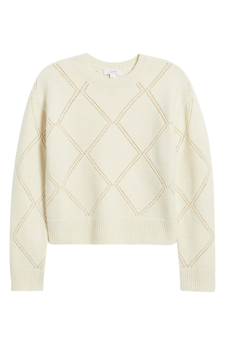 Vince Texture Argyle Wool Sweater, Alternate, color, Cream
