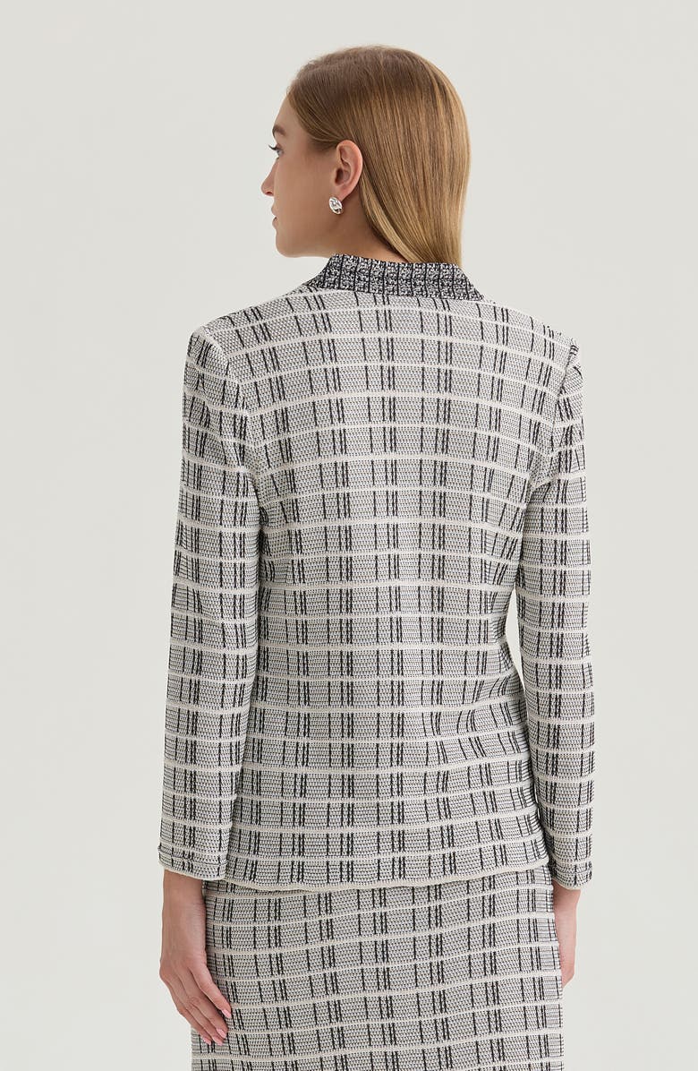 Ming Wang Tailored Contrast Stitch Tweed Knit Jacket, Alternate, color, Limestone/Black/White