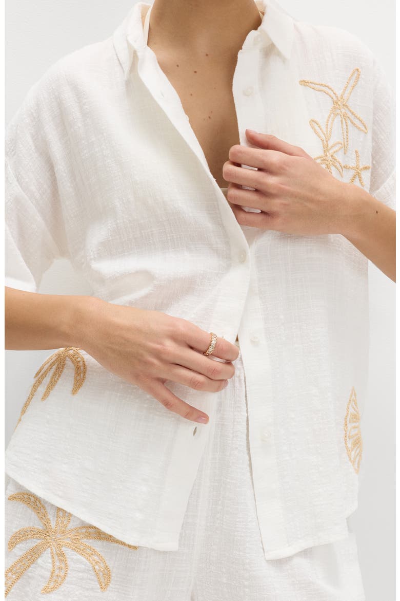 Embroidered Beach Button-Up Shirt, Alternate, color, SOFT WHITE