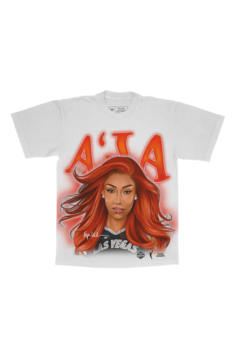 Unisex Playa Society A'ja Wilson White Las Vegas Aces Player T-Shirt, Main, color, White