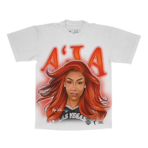 Unisex Playa Society A'ja Wilson White Las Vegas Aces Player T-Shirt