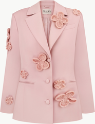 Malva Florea Classic Hourglass Jacket With Crochet Floral Appliques