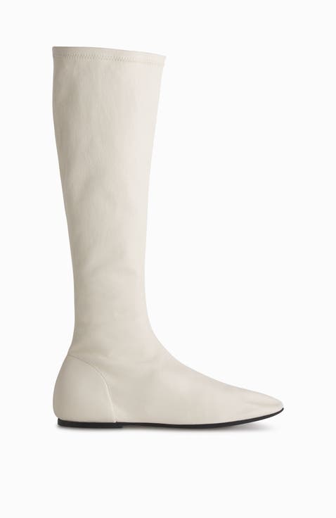 Stretch Leather Knee-High Bootie