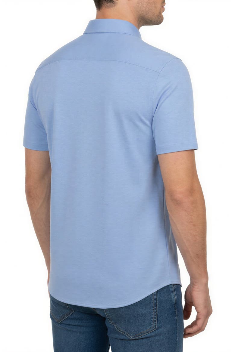 Short Sleeve Knit Button-Down Shirt, Alternate, color, LIGHT BLUE