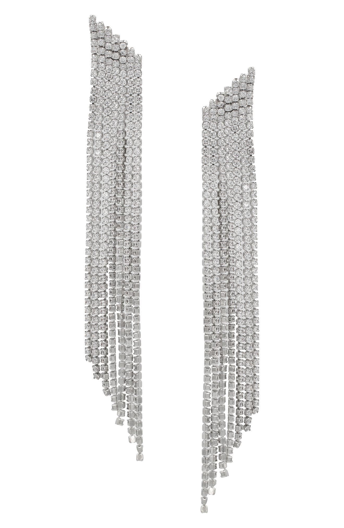 CZ by Kenneth Jay Lane Cubic Zirconia Tiered Fringe Earrings