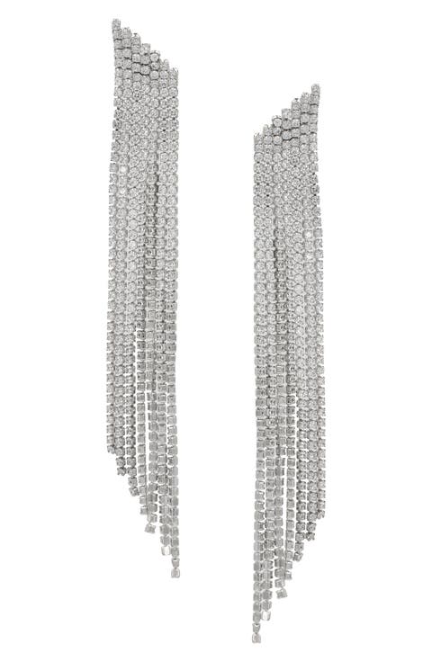 Cubic Zirconia Tiered Fringe Earrings