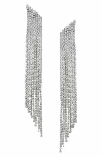 CZ by Kenneth Jay Lane Cubic Zirconia Tiered Fringe Earrings