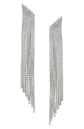 Cz By Kenneth Jay Lane Cubic Zirconia Tiered Fringe Earrings In Metallic