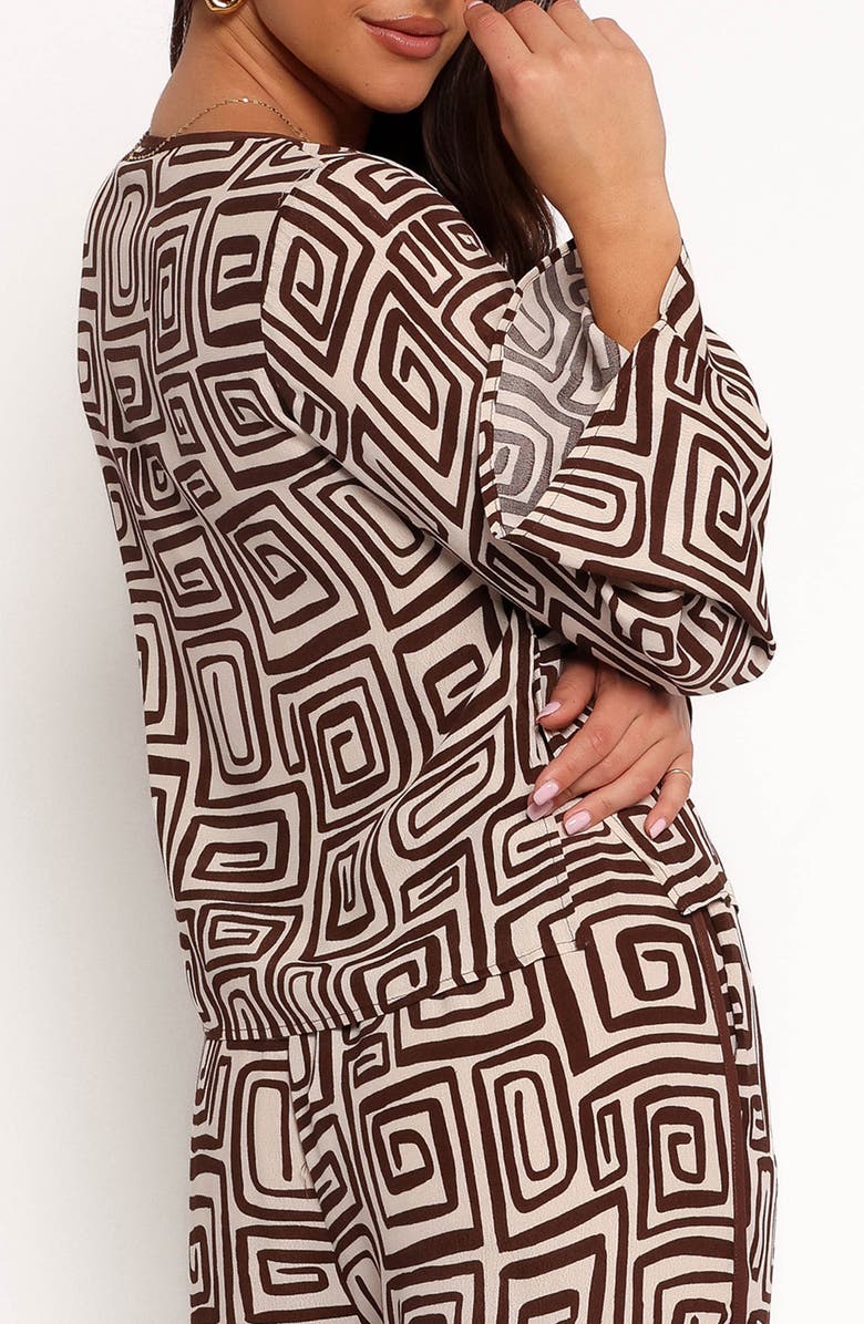 Petal & Pup Imogen Abstract Print Long Sleeve Top, Alternate, color, Chocolate Brown Print